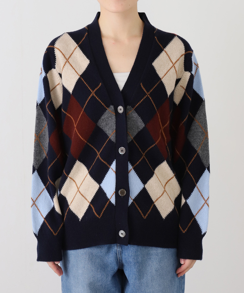 FRAMeWORK（フレームワーク）の「&DAUGHTER ARGYLE GRANAD CARDIGAN 6（カーディガン/ボレロ・レディース・ダークブルー/グレー/ベージュ・FREE）」の5枚目の写真
