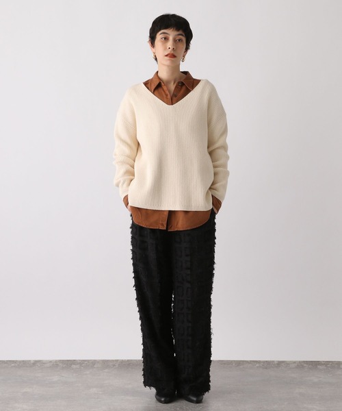 studio CLIP(スタディオクリップ)の「《ウタオ》スウェットライクVネックプルオーバー(ニット/セーター・レディース・グレー/ライトブルー/サンドグレー・FREE)」の6枚目の写真