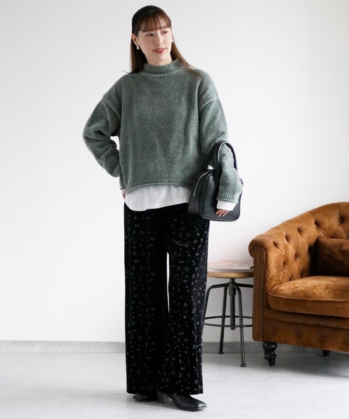 cepo（セポ）の「ベロアモールモックネックニットプルオーバー（ニット/セーター・レディース・チャコール/オフホワイト/イエロー/ミント/ネイビー・M）」の17枚目の写真