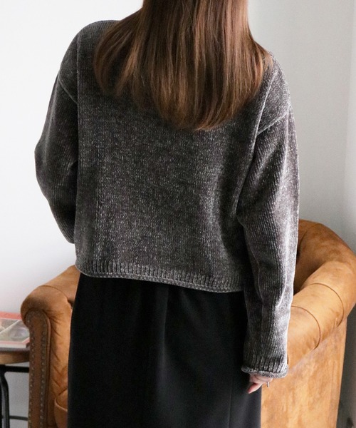 cepo（セポ）の「ベロアモールモックネックニットプルオーバー（ニット/セーター・レディース・チャコール/オフホワイト/イエロー/ミント/ネイビー・M）」の13枚目の写真