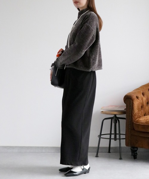 cepo（セポ）の「ベロアモールモックネックニットプルオーバー（ニット/セーター・レディース・チャコール/オフホワイト/イエロー/ミント/ネイビー・M）」の7枚目の写真