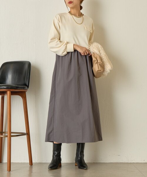 Jena espace merveilleux（ジェナ　エスパスメルヴェイユ）の「【1枚で決まる】レイヤード風ナイロンワンピース（ワンピース・レディース・アイボリー/グレー/ネイビー・FREE）」の9枚目の写真