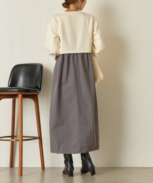 Jena espace merveilleux（ジェナ　エスパスメルヴェイユ）の「【1枚で決まる】レイヤード風ナイロンワンピース（ワンピース・レディース・アイボリー/グレー/ネイビー・FREE）」の7枚目の写真