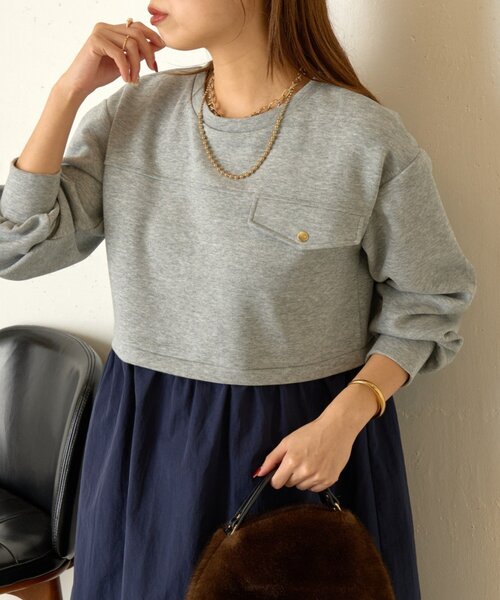 Jena espace merveilleux（ジェナ　エスパスメルヴェイユ）の「【1枚で決まる】レイヤード風ナイロンワンピース（ワンピース・レディース・アイボリー/グレー/ネイビー・FREE）」の22枚目の写真