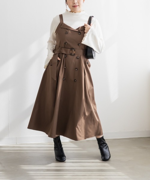 CLETTE(クレット)の「CLETTEオリジナルトレンチデザインワンピース(ワンピース・レディース・ブラック/ブラウン/ベージュ・LL/3L/4L)」の2枚目の写真