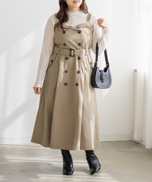 CLETTE(クレット)の「CLETTEオリジナルトレンチデザインワンピース(ワンピース・レディース・ブラック/ブラウン/ベージュ・LL/3L/4L)」の12枚目の写真