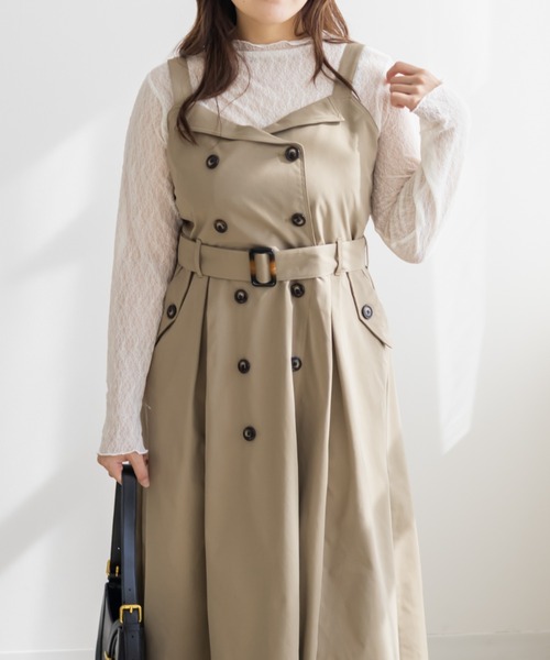 CLETTE(クレット)の「CLETTEオリジナルトレンチデザインワンピース(ワンピース・レディース・ブラック/ブラウン/ベージュ・LL/3L/4L)」の14枚目の写真