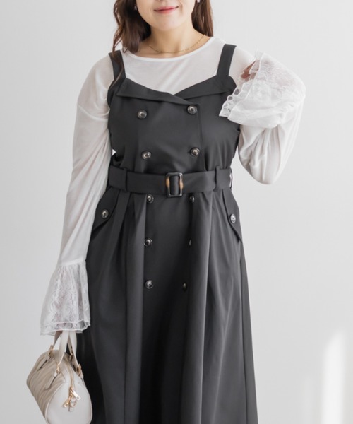 CLETTE(クレット)の「CLETTEオリジナルトレンチデザインワンピース(ワンピース・レディース・ブラック/ブラウン/ベージュ・LL/3L/4L)」の7枚目の写真