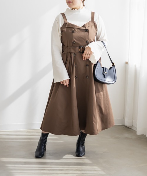 CLETTE(クレット)の「CLETTEオリジナルトレンチデザインワンピース(ワンピース・レディース・ブラック/ブラウン/ベージュ・LL/3L/4L)」の8枚目の写真