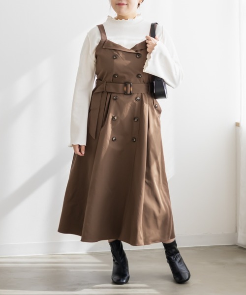 CLETTE(クレット)の「CLETTEオリジナルトレンチデザインワンピース(ワンピース・レディース・ブラック/ブラウン/ベージュ・LL/3L/4L)」の9枚目の写真