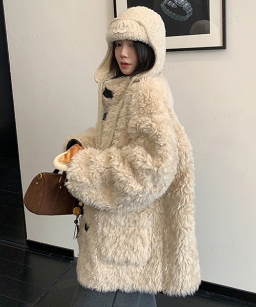 Dalfwin（ダールフィン）の「韓国ファッション リバーシブルプードルボアスエードジャケット（その他アウター・レディース・ダークブラウン/ブラック・FREE）」の13枚目の写真