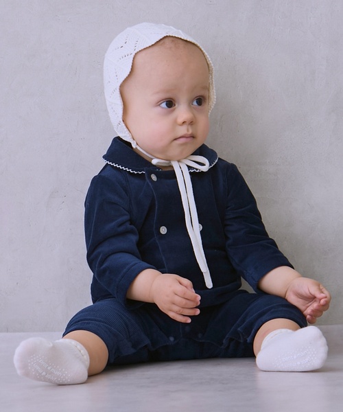 petit main（プティマイン）の「ダブルボタン衿つきカバーオール（ロンパース・キッズ・アイボリー/ピンク/ネイビー・80ｃｍ/70cm）」の3枚目の写真