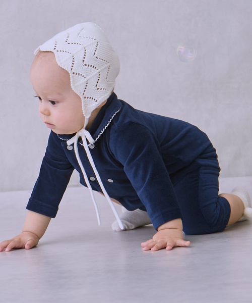 petit main（プティマイン）の「ダブルボタン衿つきカバーオール（ロンパース・キッズ・アイボリー/ピンク/ネイビー・80ｃｍ/70cm）」の8枚目の写真