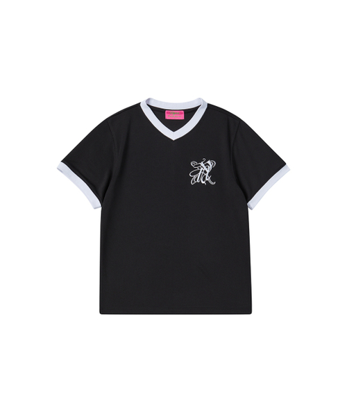 NYXX（エヌワイエックスエックス）の「V-NECK RINGER TEE BLACK（Tシャツ/カットソー・レディース・その他・SMALL/MEDIUM）」の2枚目の写真