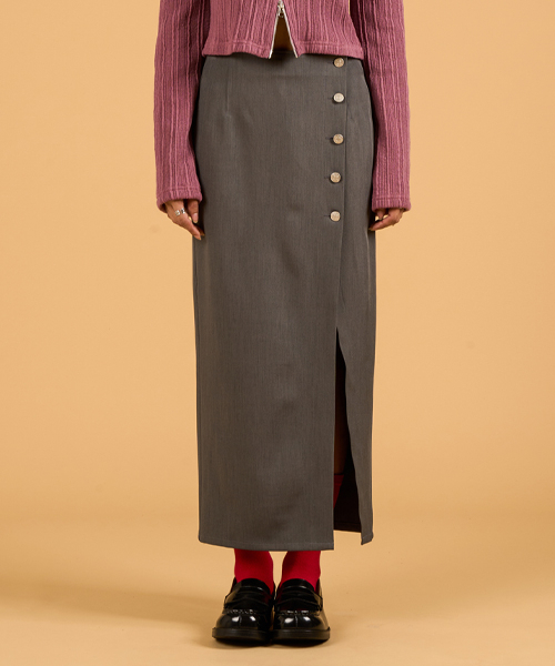 KOLEAT（コレット）の「レイヤードスナップスリットロングスカート[グレー]（スカート・レディース・その他・SMALL/MEDIUM）」の4枚目の写真