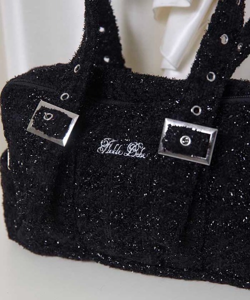 fickle bebe フィクルベベ BIGツイードショルダー 黒 ミニツイード