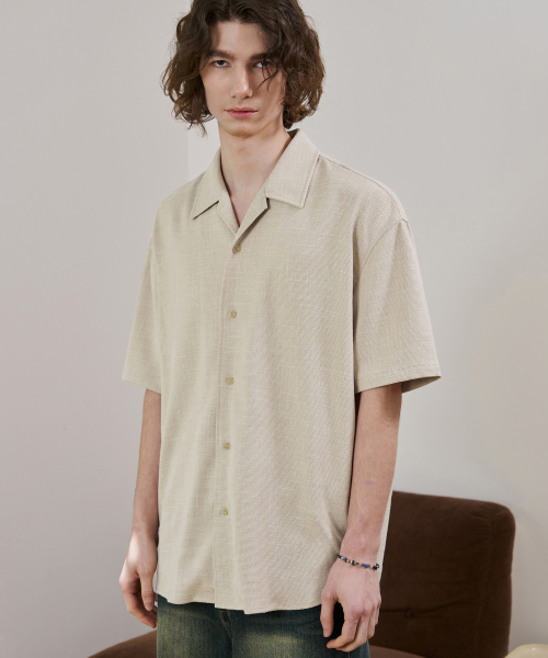 DRAW FIT（ドローフィット）の「ドウェルオープンカラー ワッフルシャツ [ベージュ]（シャツ/ブラウス・メンズ・その他・MEDIUM/X-LARGE/LARGE）」の2枚目の写真