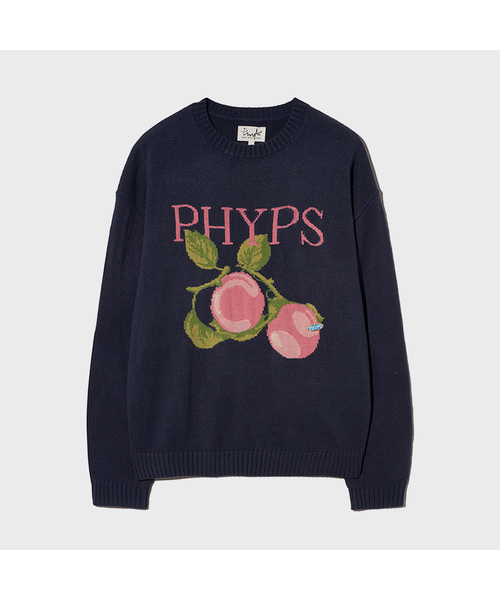 PHYSICAL DEPARTMENT(フィジカル デパートメント)の「ピーチインタシャニット_ネイビー(ニット/セーター・レディース・その他・SMALL/MEDIUM/LARGE/X-LARGE)」の1枚目の写真