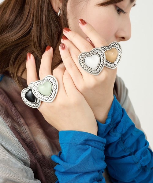 OtroAccesorio(オトロアクセソリオ)の「【OtroAccesorio】heart concho ring(リング・レディース・ミント/ベージュ/ホワイト/ブラック・FREE)」の22枚目の写真