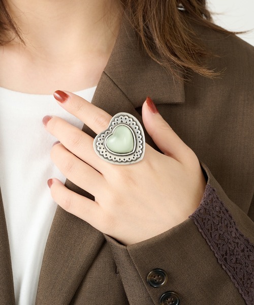 OtroAccesorio(オトロアクセソリオ)の「【OtroAccesorio】heart concho ring(リング・レディース・ミント/ベージュ/ホワイト/ブラック・FREE)」の17枚目の写真