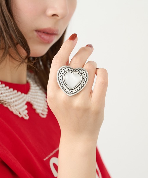 OtroAccesorio(オトロアクセソリオ)の「【OtroAccesorio】heart concho ring(リング・レディース・ミント/ベージュ/ホワイト/ブラック・FREE)」の7枚目の写真