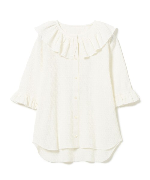 BEAMS BOY(ビームスボーイ)の「【7/31再値下げ】ジャカード フリルギャザー ショートスリーブ(Tシャツ/カットソー・レディース・ブラック/ブルー系その他/オフホワイト・1/2)」の22枚目の写真