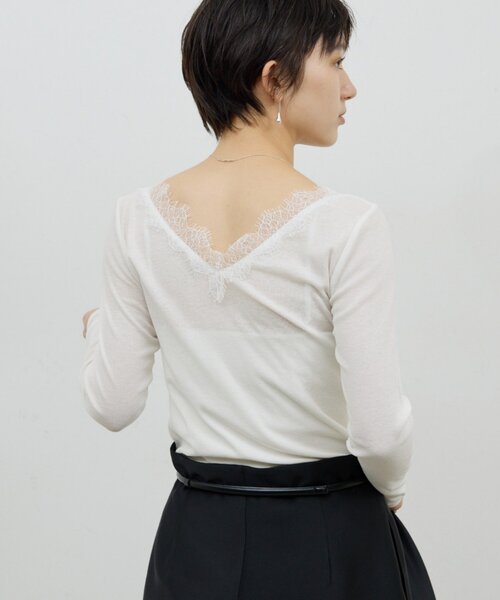 GALLARDAGALANTE（ガリャルダガランテ）の「VレースロンTee（Tシャツ/カットソー・レディース・ホワイト系その他/ブラック・FREE）」の22枚目の写真