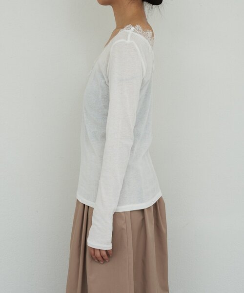 GALLARDAGALANTE（ガリャルダガランテ）の「VレースロンTee（Tシャツ/カットソー・レディース・ホワイト系その他/ブラック・FREE）」の5枚目の写真