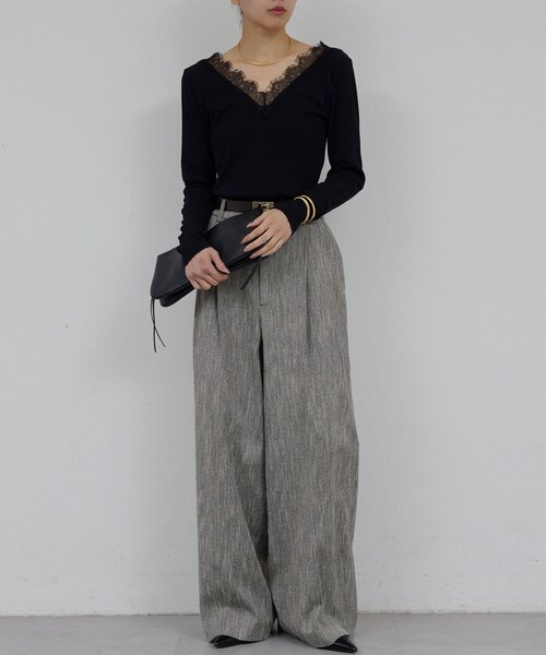 GALLARDAGALANTE（ガリャルダガランテ）の「VレースロンTee（Tシャツ/カットソー・レディース・ホワイト系その他/ブラック・FREE）」の15枚目の写真