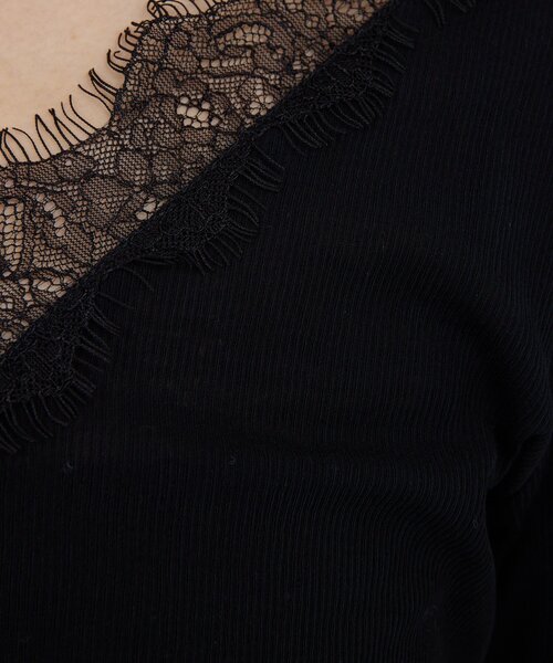 GALLARDAGALANTE（ガリャルダガランテ）の「VレースロンTee（Tシャツ/カットソー・レディース・ホワイト系その他/ブラック・FREE）」の18枚目の写真