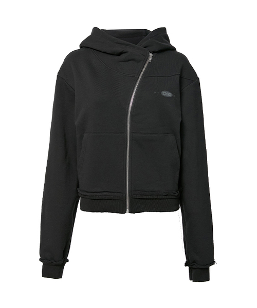 Asymmetrical Zip Hoodie (FL-199_Black)