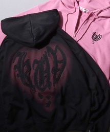 SITRY | Heart Logo Grunge Style Sweat Hoodie/ハートロゴ グランジ ヴィンテージライク オーバーサイズ ショート丈 ダブルジップ 裏毛 フルジップパーカー フーディー パーカー スウェット レディース メンズ(パーカー)