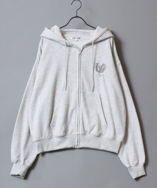 SITRY（シトリー）の「Heart Logo Grunge Style Sweat Hoodie/ハートロゴ グランジ ヴィンテージライク オーバーサイズ ショート丈 ダブルジップ 裏毛 フルジップパーカー フーディー パーカー スウェット レディース メンズ（パーカー・メンズ・ライトグレー/ブラック/ピンク・L/M）」の19枚目の写真