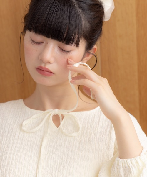 REMOON(リムーン)の「ティアードチュニックワンピース(ワンピース・レディース・オフホワイト/ブラック/ライトグリーン・FREE)」の7枚目の写真