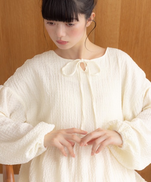 REMOON(リムーン)の「ティアードチュニックワンピース(ワンピース・レディース・オフホワイト/ブラック/ライトグリーン・FREE)」の8枚目の写真