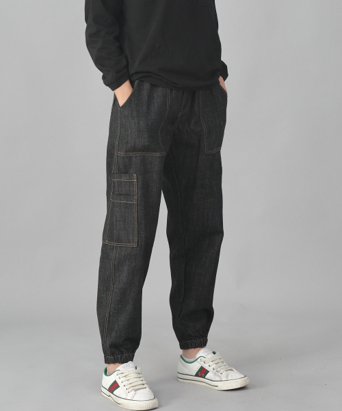 SAINTCREW（セントクルー）の「ツーレイヤーワイドカーゴジョガーパンツ W2-308J ブラックデニム（デニムパンツ・メンズ・その他・MEDIUM/LARGE/X-LARGE）」の16枚目の写真