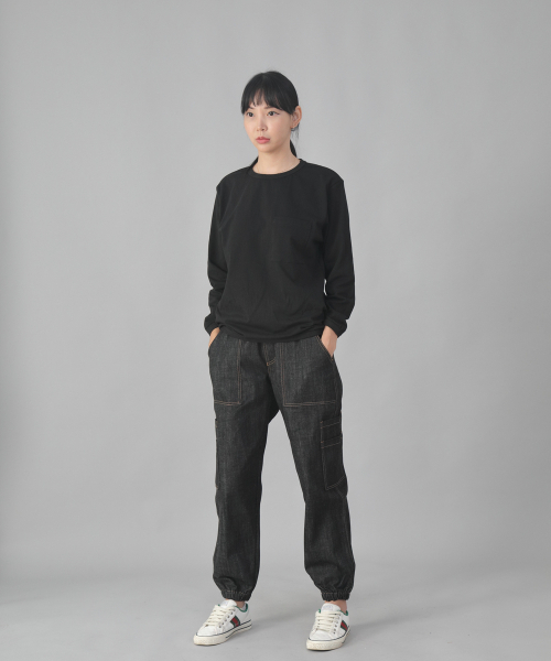 SAINTCREW（セントクルー）の「ツーレイヤーワイドカーゴジョガーパンツ W2-308J ブラックデニム（デニムパンツ・メンズ・その他・MEDIUM/LARGE/X-LARGE）」の12枚目の写真