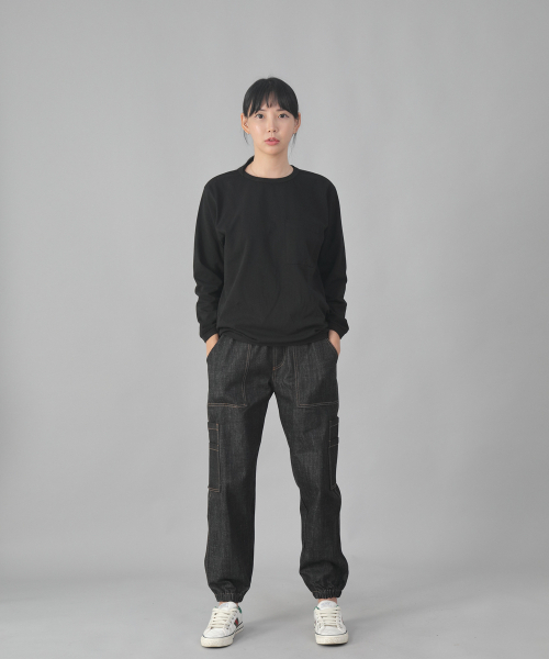 SAINTCREW（セントクルー）の「ツーレイヤーワイドカーゴジョガーパンツ W2-308J ブラックデニム（デニムパンツ・メンズ・その他・MEDIUM/LARGE/X-LARGE）」の13枚目の写真