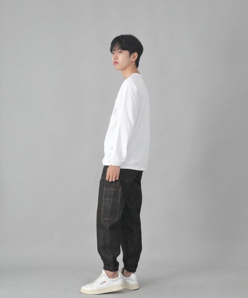 SAINTCREW（セントクルー）の「ツーレイヤーワイドカーゴジョガーパンツ W2-308J ブラックデニム（デニムパンツ・メンズ・その他・MEDIUM/LARGE/X-LARGE）」の4枚目の写真