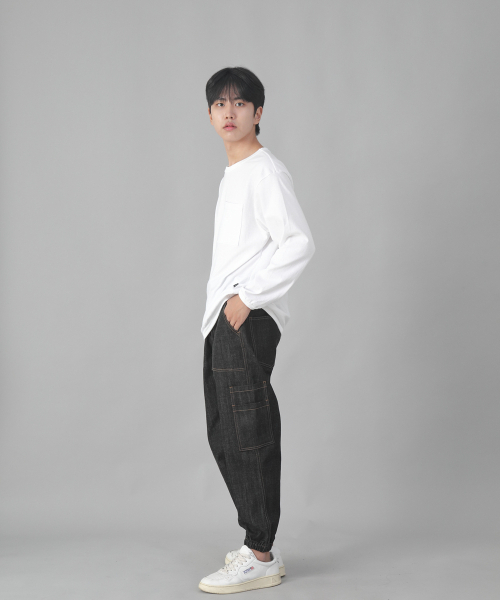 SAINTCREW（セントクルー）の「ツーレイヤーワイドカーゴジョガーパンツ W2-308J ブラックデニム（デニムパンツ・メンズ・その他・MEDIUM/LARGE/X-LARGE）」の5枚目の写真