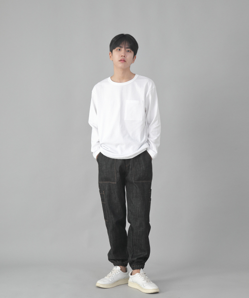 SAINTCREW（セントクルー）の「ツーレイヤーワイドカーゴジョガーパンツ W2-308J ブラックデニム（デニムパンツ・メンズ・その他・MEDIUM/LARGE/X-LARGE）」の7枚目の写真