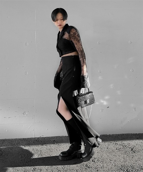 LVEU.（ラブユ.）の「【LVEU.】レースデザインジャケットアンサンブルワンピース / セットアップ ジャケット ワンピース キャミワンピ オケージョン レース モード ブラック（セットアップ・レディース・ブラック・FREE）」の11枚目の写真