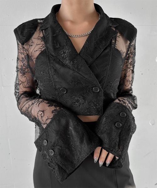 LVEU.（ラブユ.）の「【LVEU.】レースデザインジャケットアンサンブルワンピース / セットアップ ジャケット ワンピース キャミワンピ オケージョン レース モード ブラック（セットアップ・レディース・ブラック・FREE）」の14枚目の写真