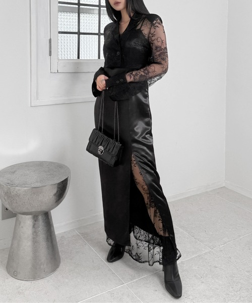 LVEU.（ラブユ.）の「【LVEU.】レースデザインジャケットアンサンブルワンピース / セットアップ ジャケット ワンピース キャミワンピ オケージョン レース モード ブラック（セットアップ・レディース・ブラック・FREE）」の18枚目の写真