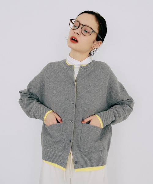 LA MARINE FRANCAISE(マリン フランセーズ)の「バイカラーカノコ編みカーディガン(カーディガン/ボレロ・レディース・オフホワイト/グレー/ネイビー・FREE)」の3枚目の写真