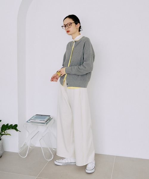 LA MARINE FRANCAISE(マリン フランセーズ)の「バイカラーカノコ編みカーディガン(カーディガン/ボレロ・レディース・オフホワイト/グレー/ネイビー・FREE)」の5枚目の写真