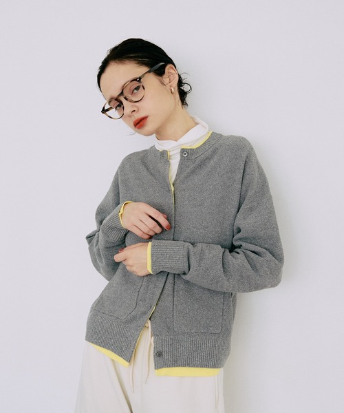 LA MARINE FRANCAISE(マリン フランセーズ)の「バイカラーカノコ編みカーディガン(カーディガン/ボレロ・レディース・オフホワイト/グレー/ネイビー・FREE)」の4枚目の写真