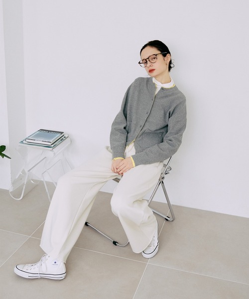 LA MARINE FRANCAISE(マリン フランセーズ)の「バイカラーカノコ編みカーディガン(カーディガン/ボレロ・レディース・オフホワイト/グレー/ネイビー・FREE)」の6枚目の写真