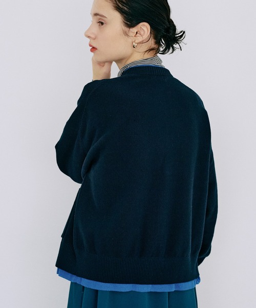 LA MARINE FRANCAISE(マリン フランセーズ)の「バイカラーカノコ編みカーディガン(カーディガン/ボレロ・レディース・オフホワイト/グレー/ネイビー・FREE)」の8枚目の写真