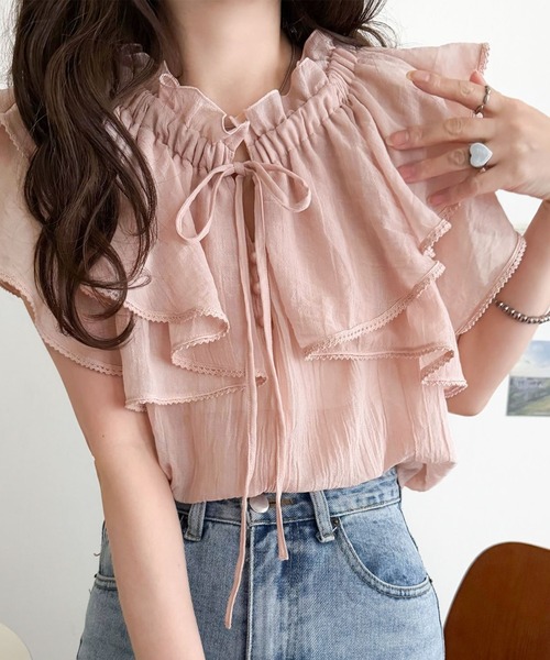 ビューティフルピープル ブラウス 春服 フリル 夏服 シャツ リボン ギャザー ビューティフルピープル ブラウス 春服 フリル 夏服 シャツ リボン